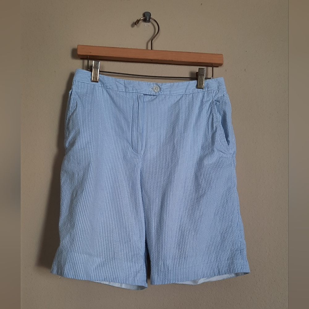 Brooks Brothers Light Blue Striped Women Shorts